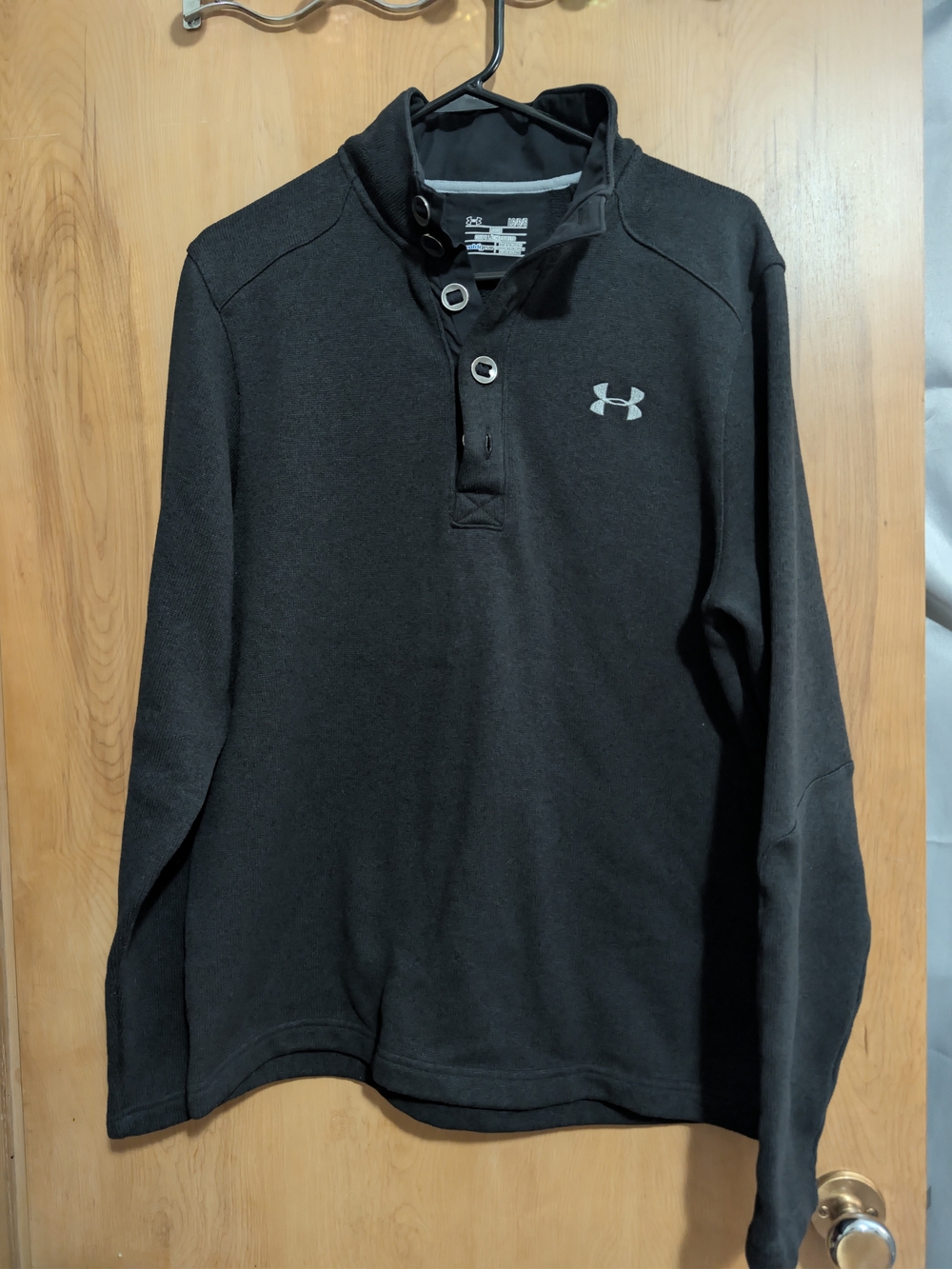 LG Black Men's Henley Pullover with Button Neck